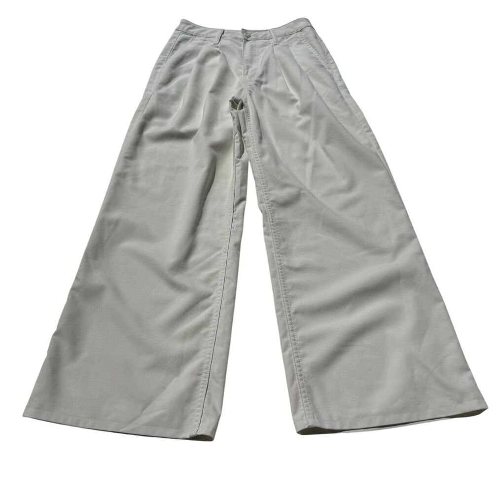 Vintage Vans Women's Wide Leg Pleated 27x27 Crop Pants White Baggy Size 24 Flare